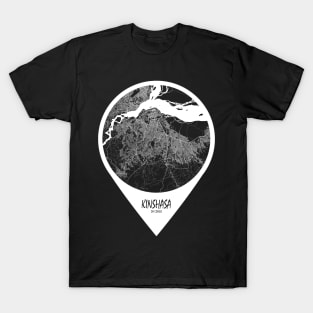 Kinshasa, DR Congo City Map - Travel Pin T-Shirt